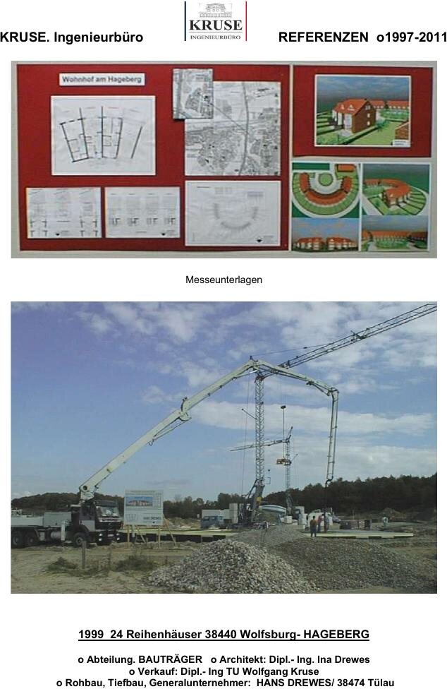 Messeunterlagen und Baustellenfoto zum Wohnhof am Hageberg
